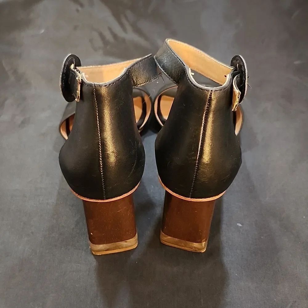 BE1RNARDO LEATHER OPEN-TOE LOW BLOCK-HEEL SANDAL G1 - Picture 5 of 16